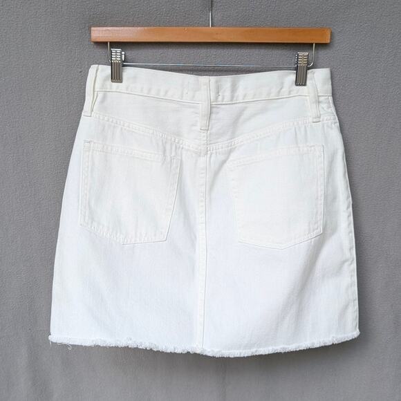 J.Crew Jeans White Denim Frayed Raw Hem Distressed Mini Skirt, size 26 - Picture 2 of 8